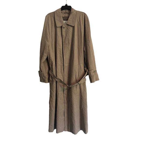 GUC Bill Blass Menswear Tan Trench Coat Lined Belted Made in USA Size XL - Picture 1 of 7